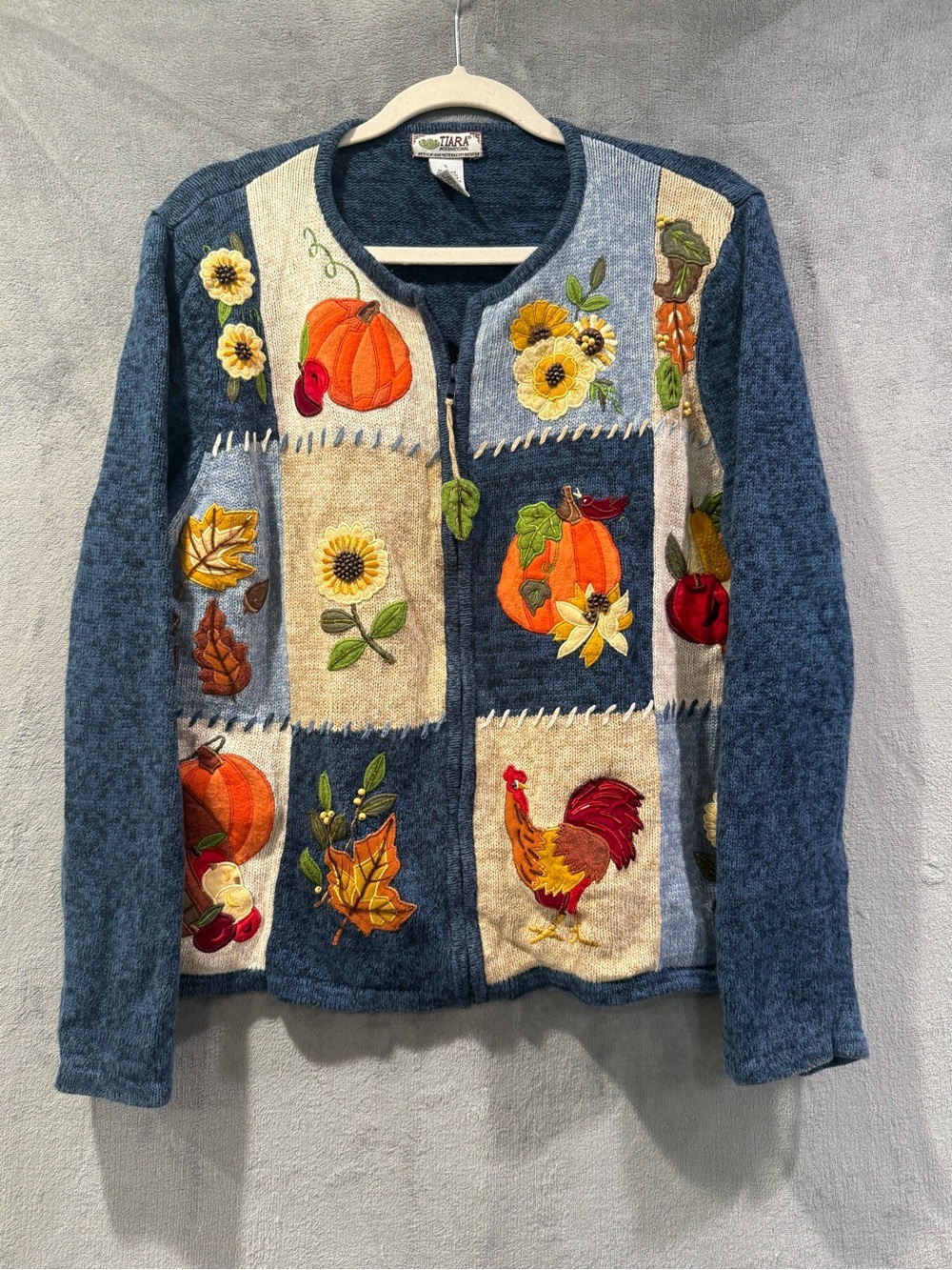 VTG 90s Tiara International Fall Harvest Cardigan Sweater Size L Cottagecore